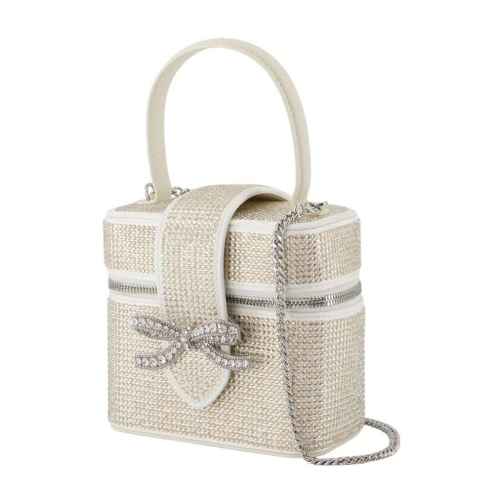 Self-Portrait Rhinestone-Embellished Structured Handbag With Detachable Chain Strap