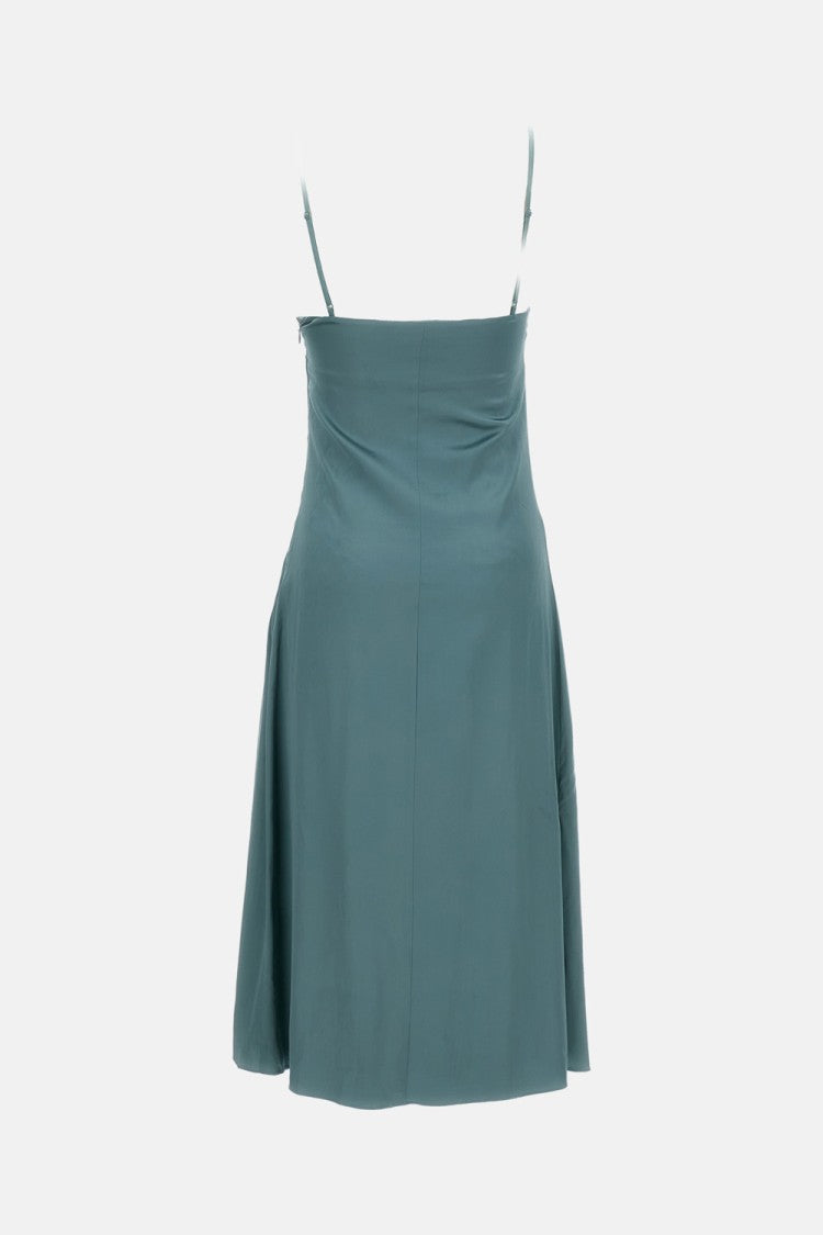 Acne Studios Green Midi Dress With Ruffled Overlay