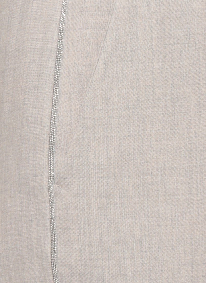 Panicale Beige Virgin Wool Light Point Detail Straight-Leg Pants