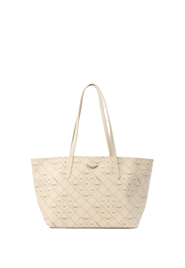 Zadig & Voltaire Ivory Z Shopper Monogram Suede Tote Bag