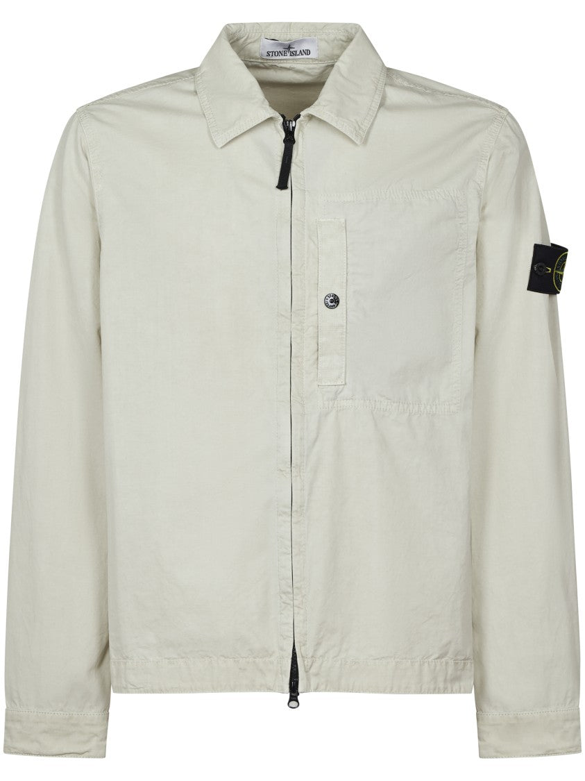 Stone Island Zip-Closure Shirt With Logo Patch