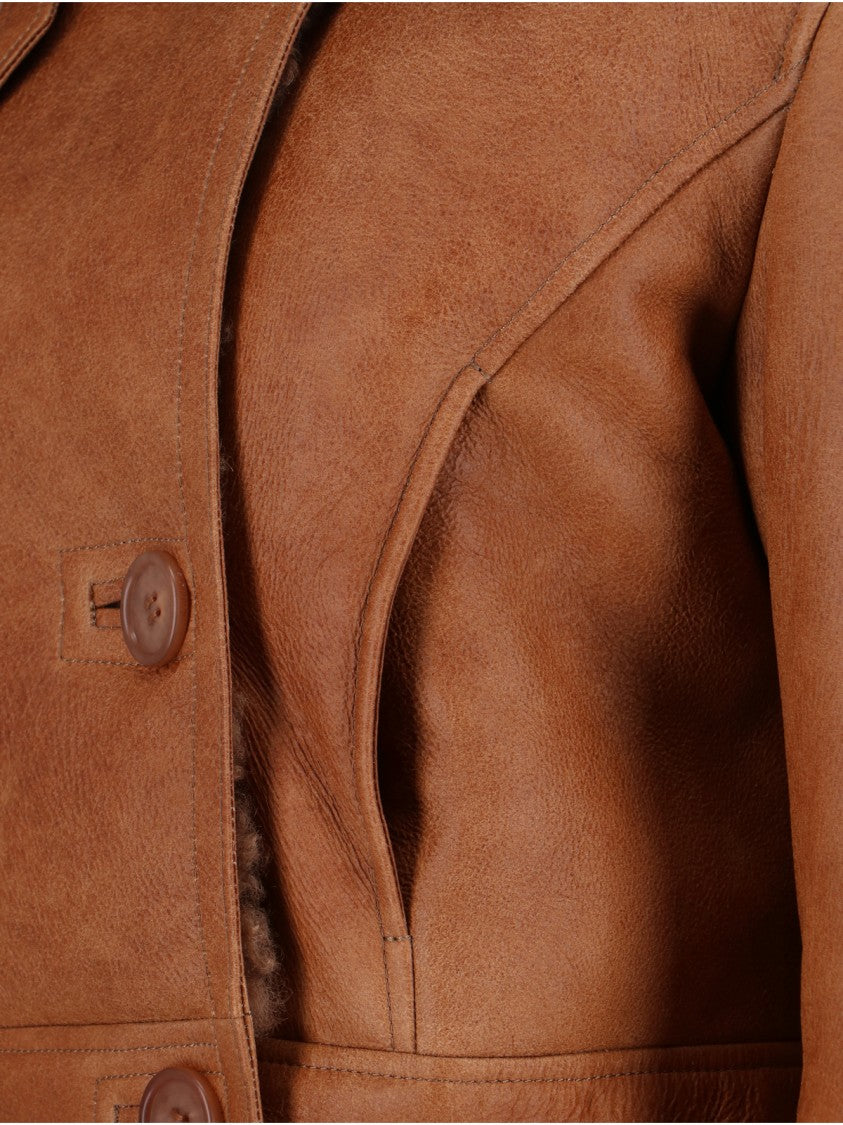 Chloé Cropped Leather Jacket – Brown