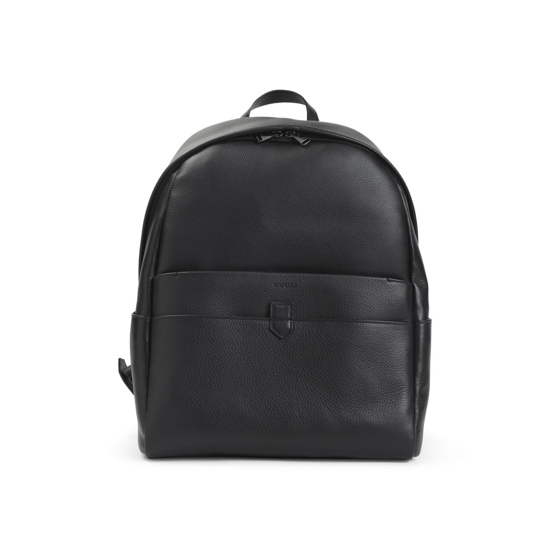 Canali Black Leather Backpack