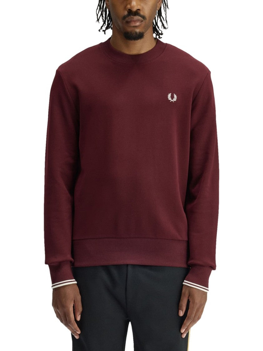 Fred Perry Burgundy Cotton Embroidered Logo Sweatshirt