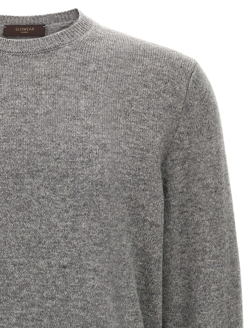 Zanone Grey Virgin Wool Crewneck Sweater