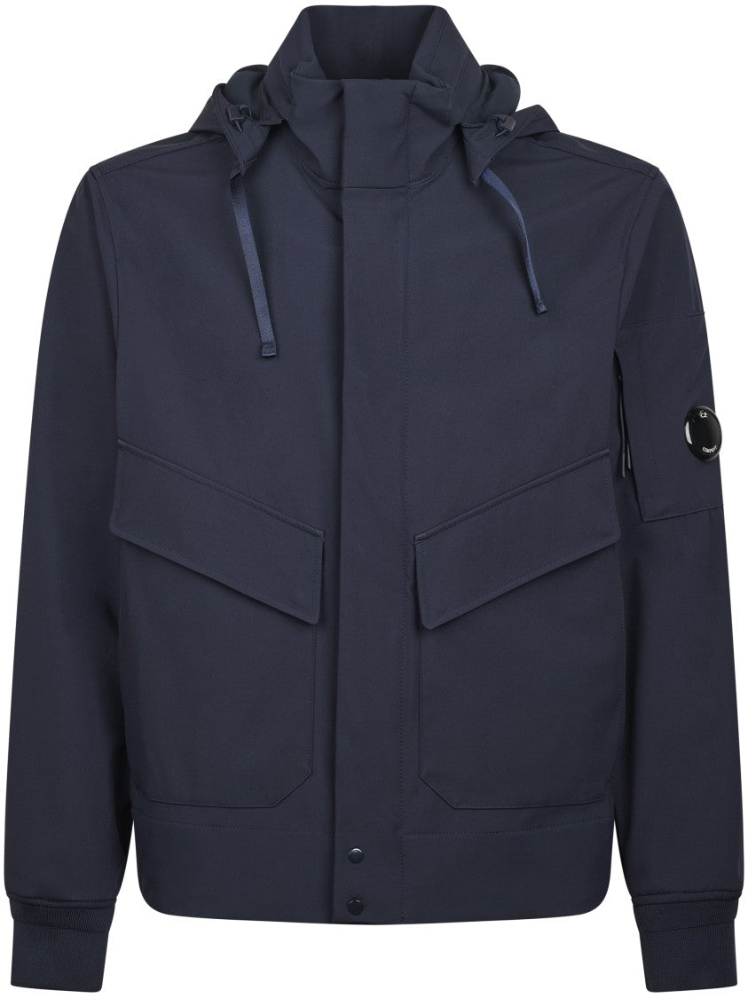 C.P. Company Structured Blue Hooded Jacket With Distinctive Lens Detail