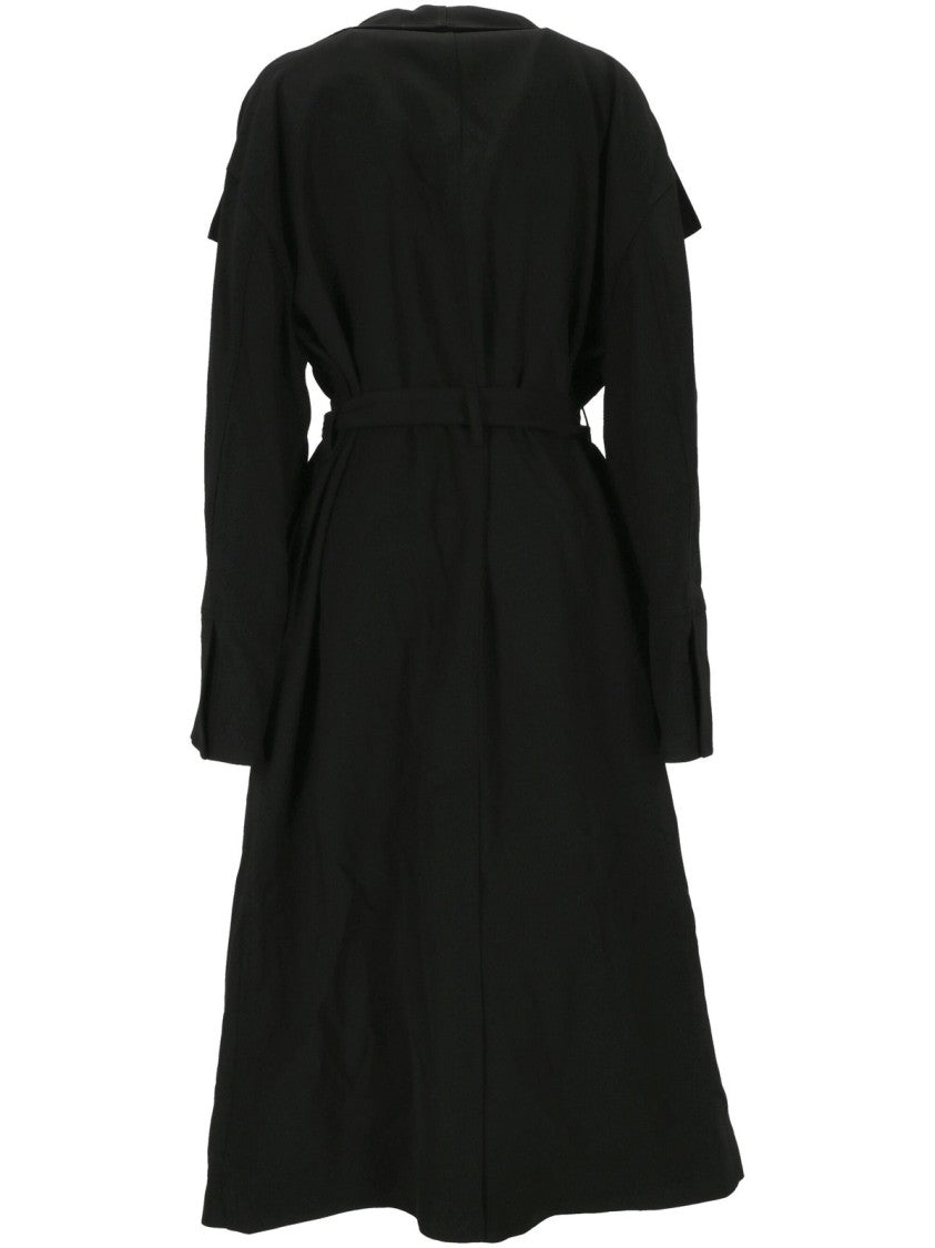 Totême Minimalist Black Coat With Wide Collar