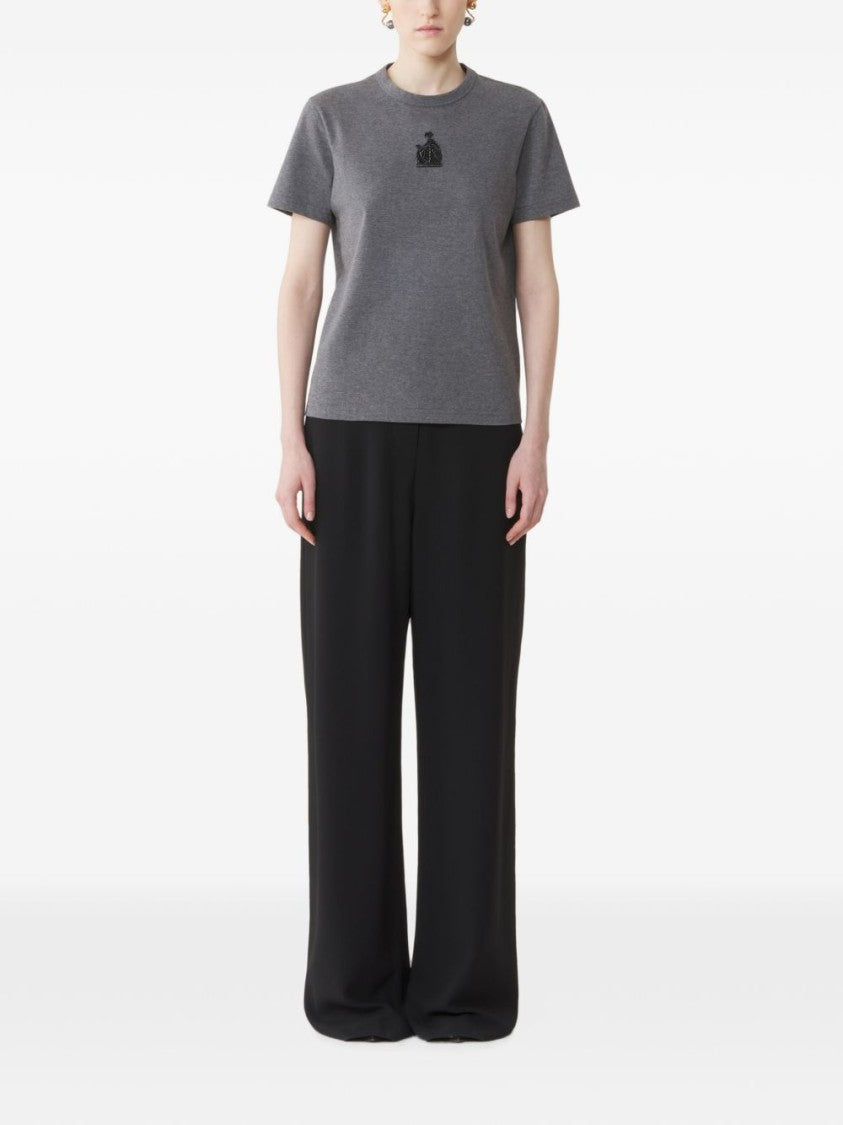 Lanvin Short-Sleeved Crew Neck Top With Embroidered Emblem