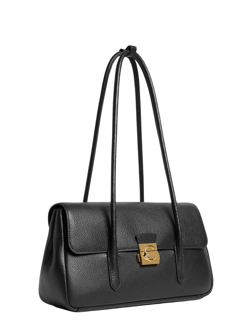 Coccinelle C-Me Lock Shoulder Bag With Textured Pebbled Finish