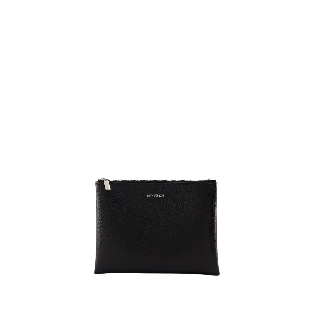 Alexander Mcqueen Cross Bar Clutch - Leather - Black/Silver