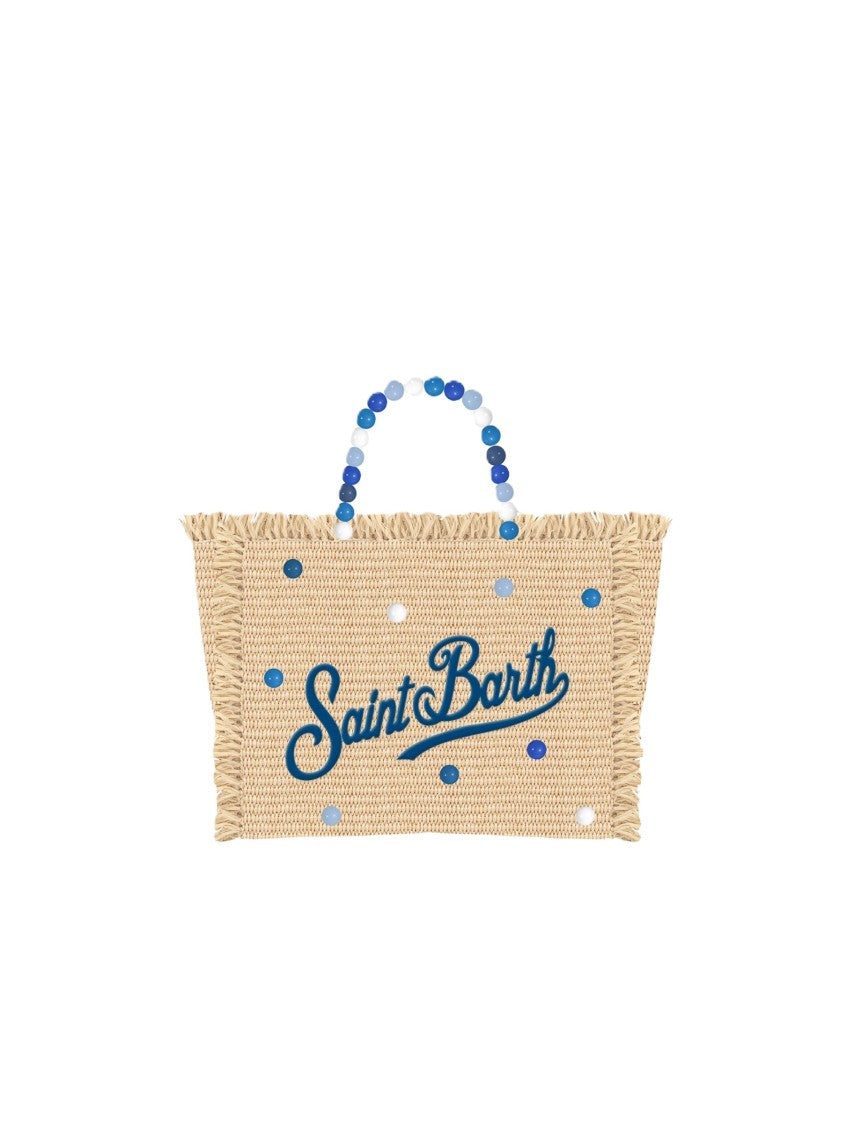 Mc2 Saint Barth Rectangular Woven Tote Bag With Fringed Edges