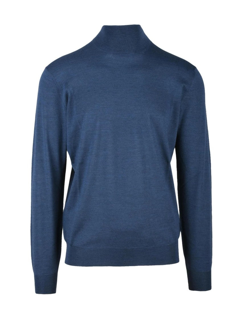 Filippo De Laurentiis Merino Wool Sweater With Ribbed Mock Neck And Minimalist Design