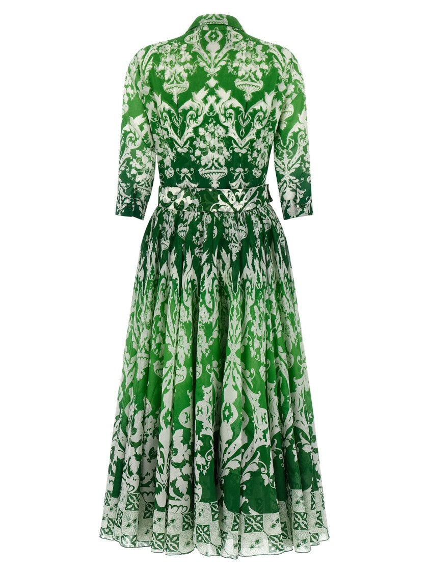 Samantha Sung All-Over Print Cotton Muslin Midi Dress With Removable Pockets And Belt