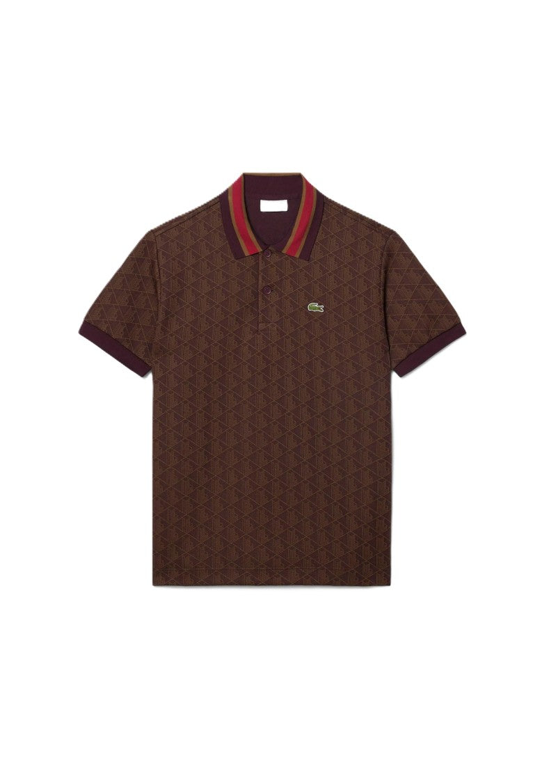 Lacoste Short-Sleeved Geometric Striped Polo Shirt
