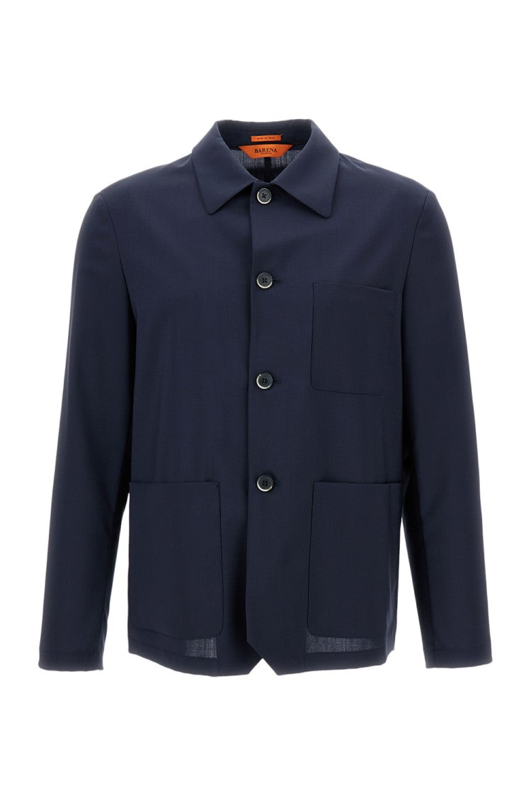 Barena Thin Wool Overshirt With Pointed Collar