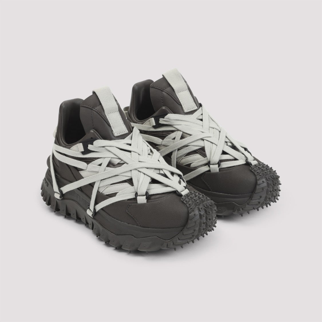 Moncler X Rick Owens Avant-Garde Dark Dust Leather Ankle Boots With Vibram Megagrip Sole