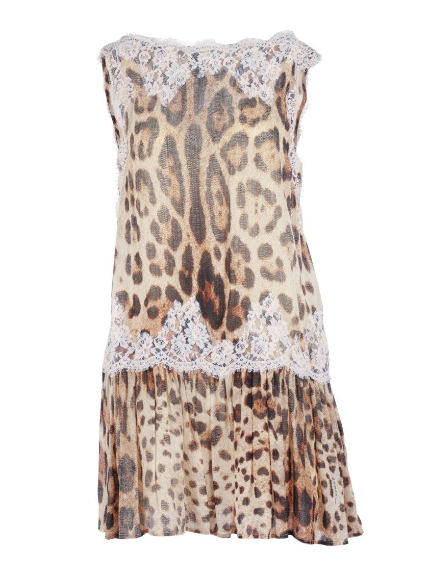 Ermanno Scervino Leopard Print Lace Mini Dress