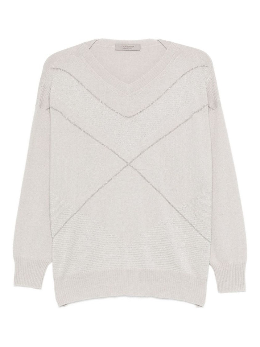 Dexterior Relaxed Fit V-Neck Chevron Knit Sweater