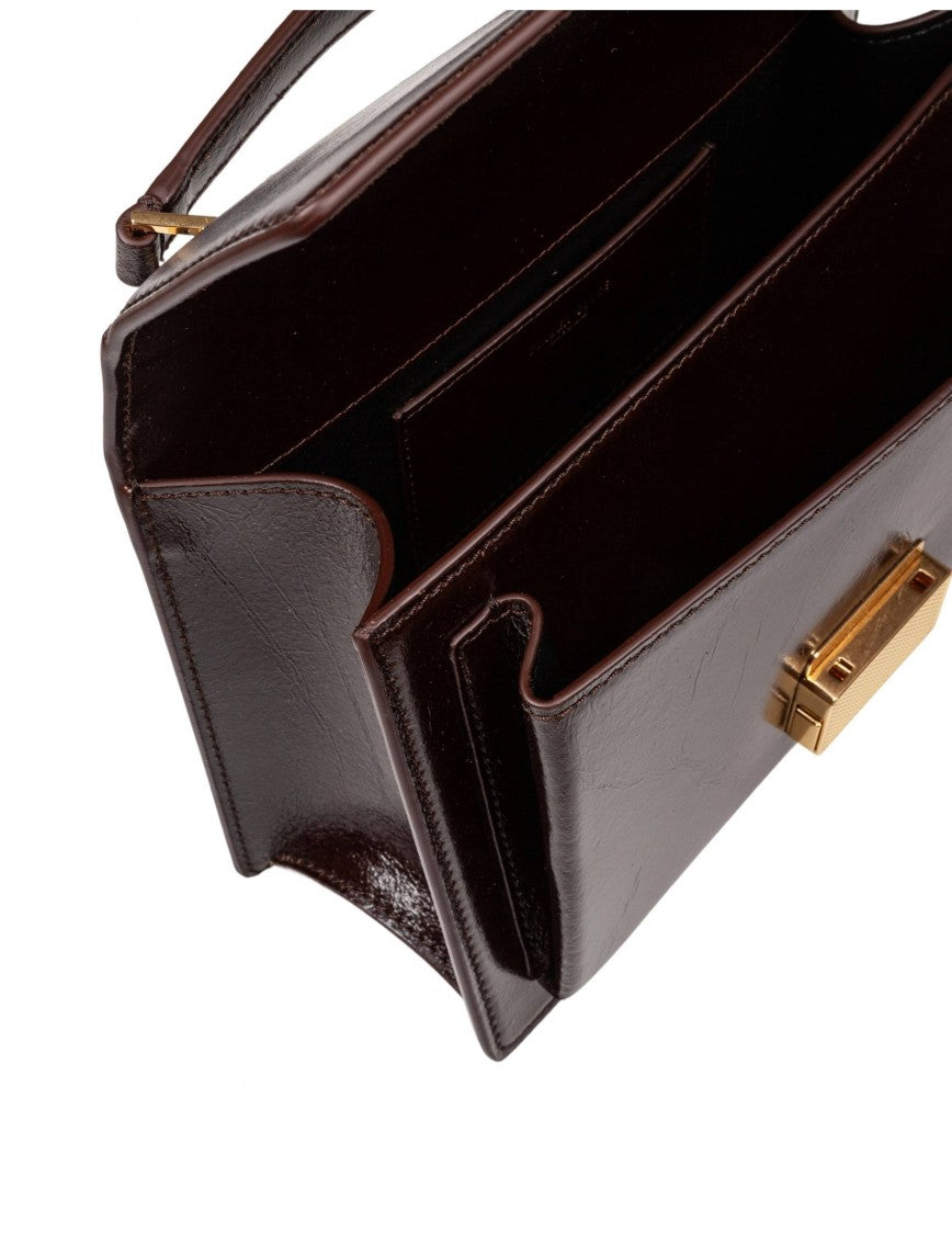 Golden Goose Venezia Leather Handbag Dark Brown Color