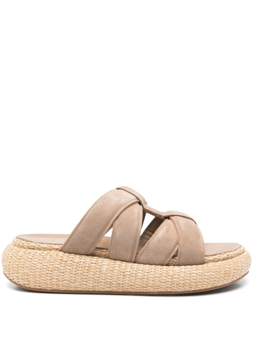 Ash Crisscross Strap Brown Platform Sandals