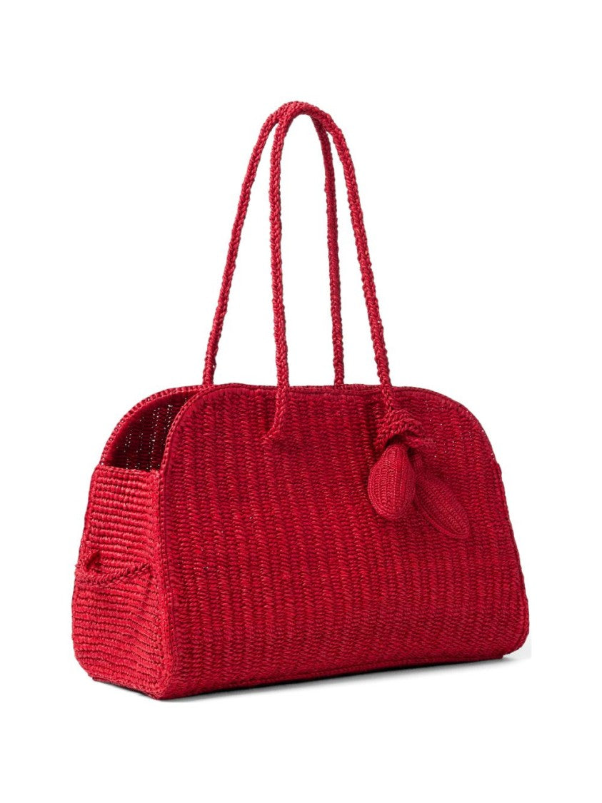 Jacquemus Red Raffia Artisanal Top-Handle Bag