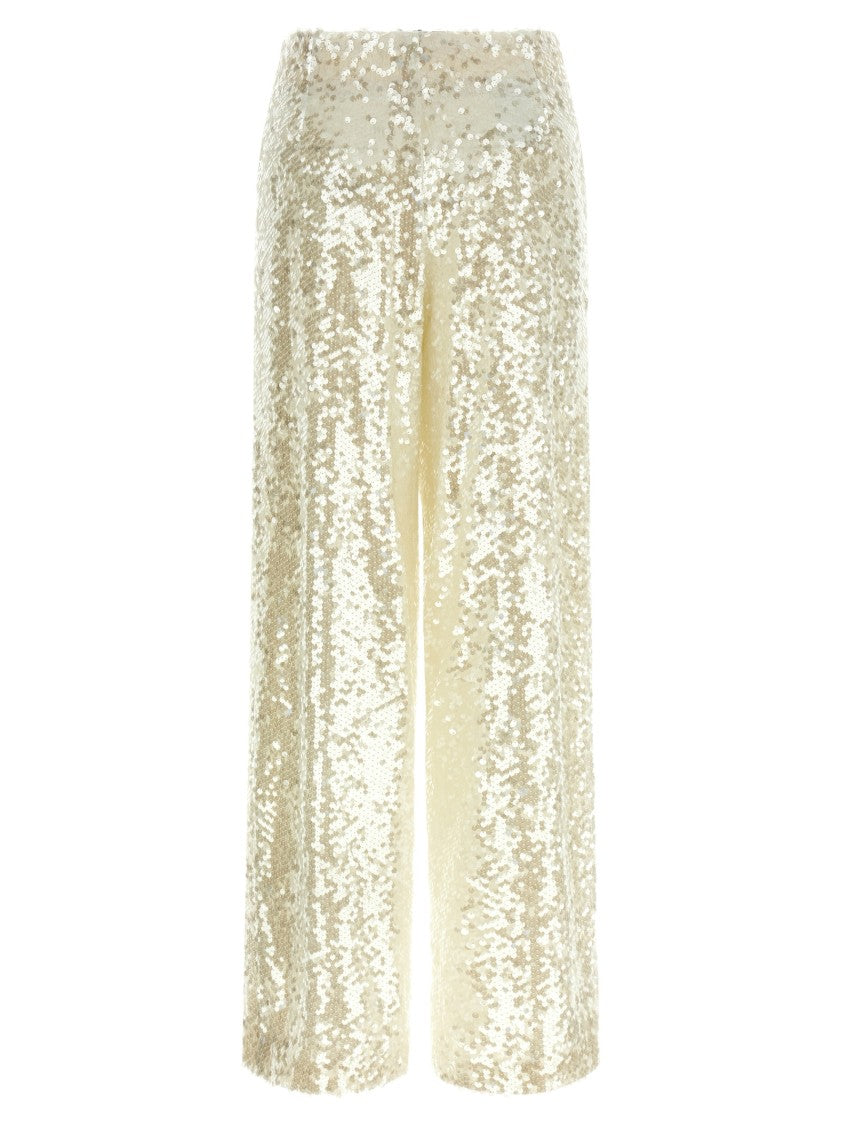 Alberta Ferretti Gold Sequin-Embellished Wide-Leg Pants