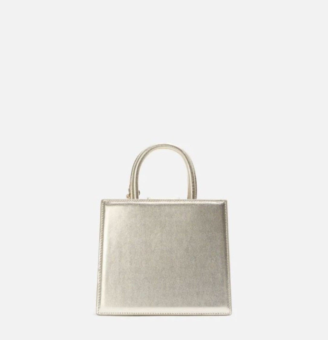 Mc2 Saint Barth Small Structured Handbag With Metallic Gold Finish