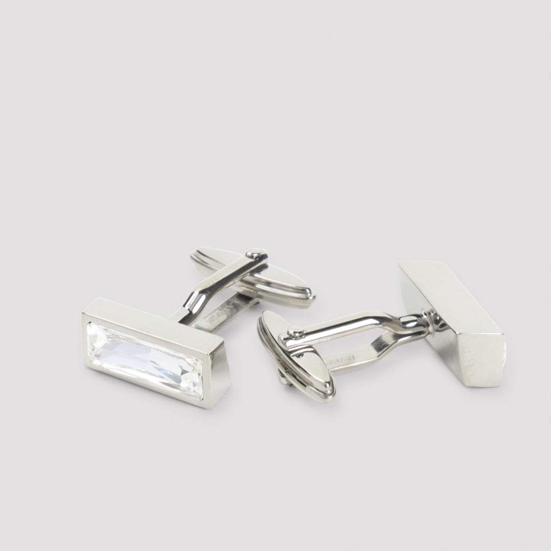 Lanvin Polished Brass Rectangular Cufflinks With Faceted Stone