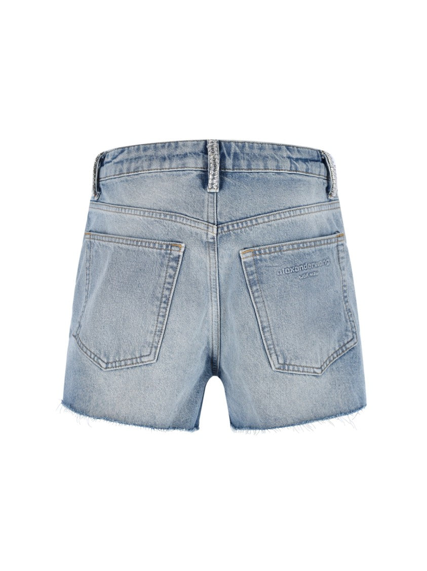 Alexander Wang Light Blue Cotton Mid-Rise Denim Shorts