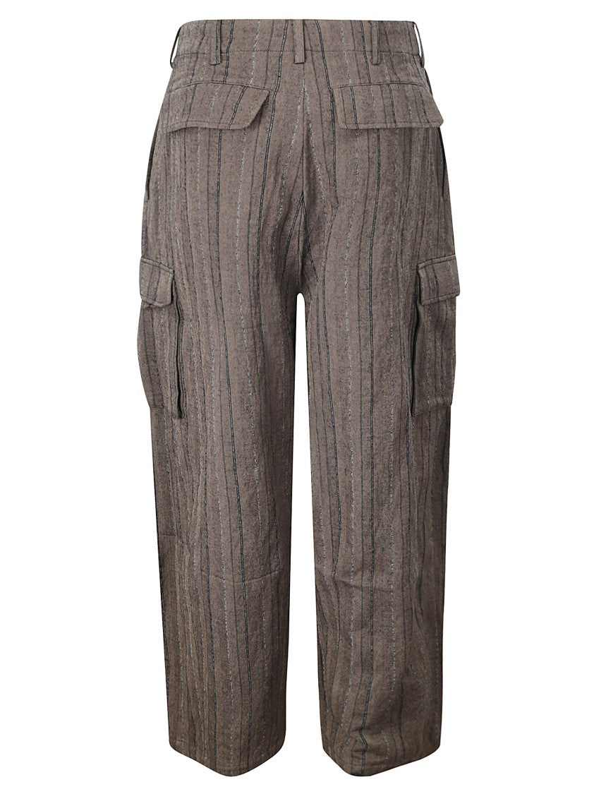 Dawei Pinstripe Cotton Blend Trousers