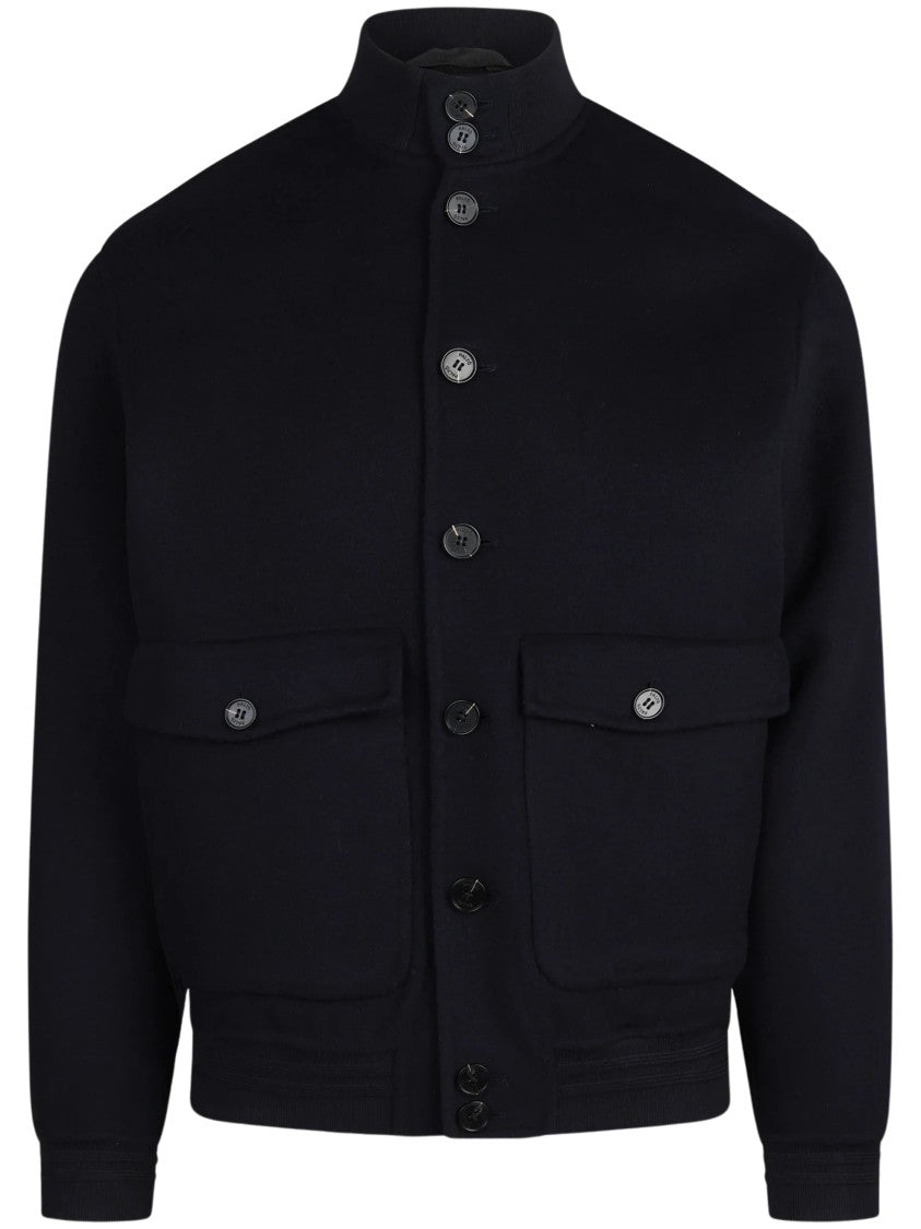 Paltò Gaspare Cropped High Stand Collar Wool Jacket