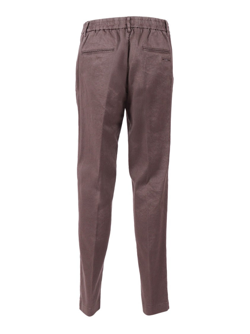 Peserico Tailored Brown Textured Straight-Leg Pants