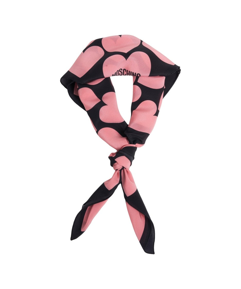 Moschino Silk Scarf With Heart Print
