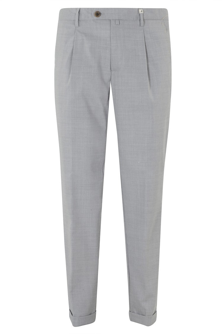 Myths Light Gray Zeus Turn-Up Waist Loops Wool Trousers