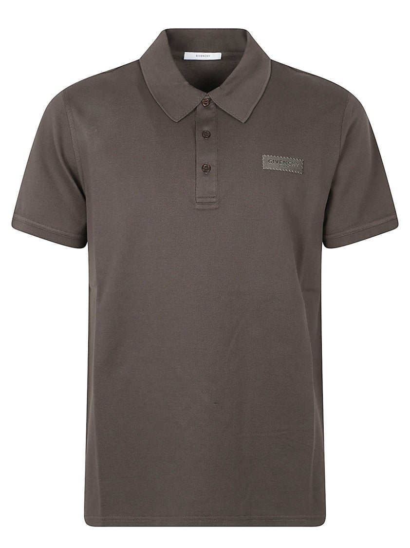 Givenchy Relaxed-Fit Brown Polo Shirt With Textured Fabric