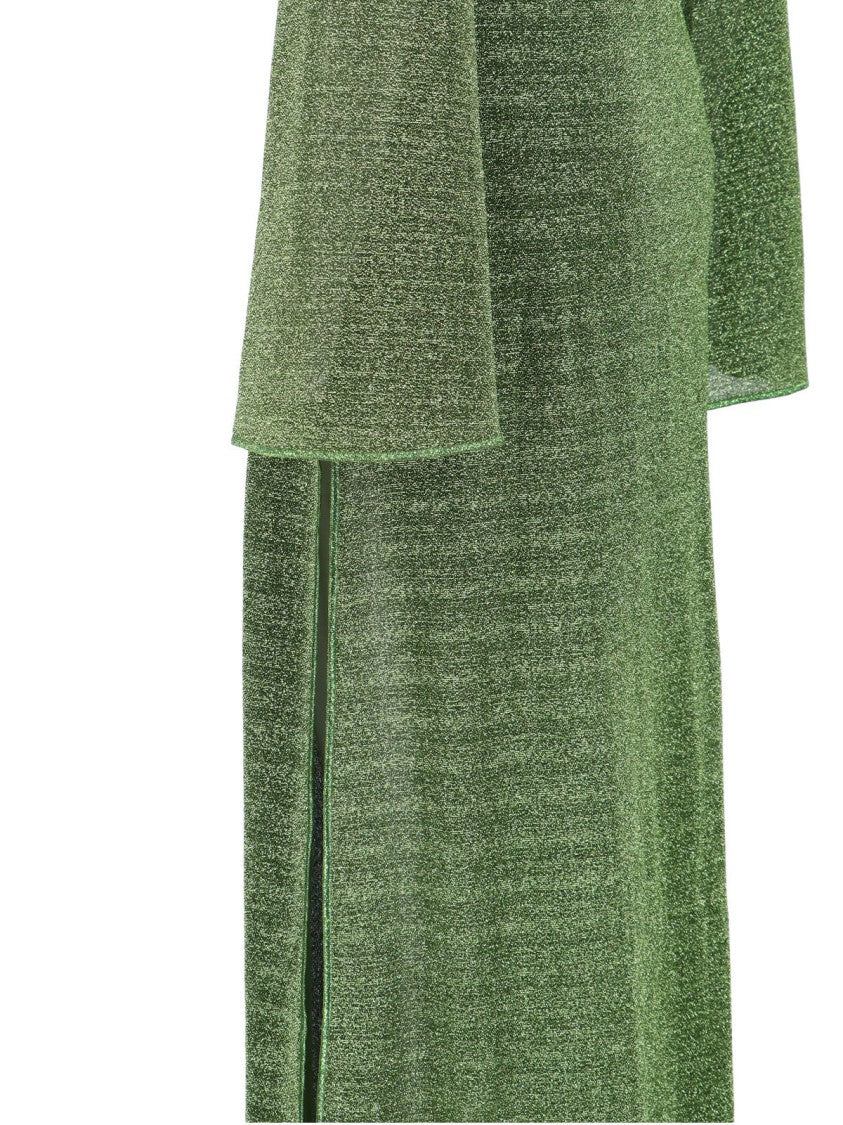 Oséree Maxi Kaftan Dress In Shimmering Green Metallic Fabric