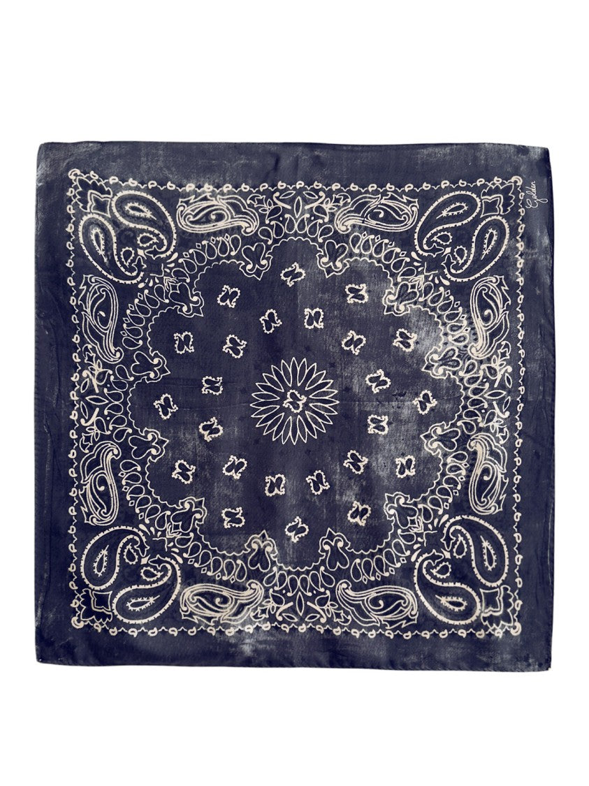 Golden Goose Gray Paisley Pattern Square Silk Scarf