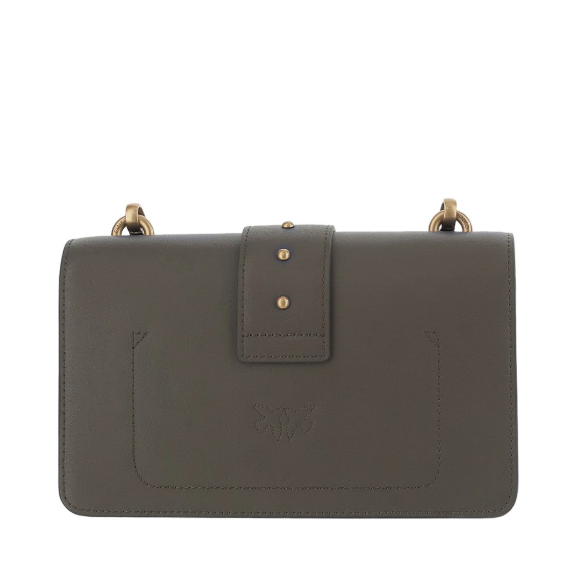 Pinko Compact Dark Olive Green Mini Bag With Love Birds Buckle