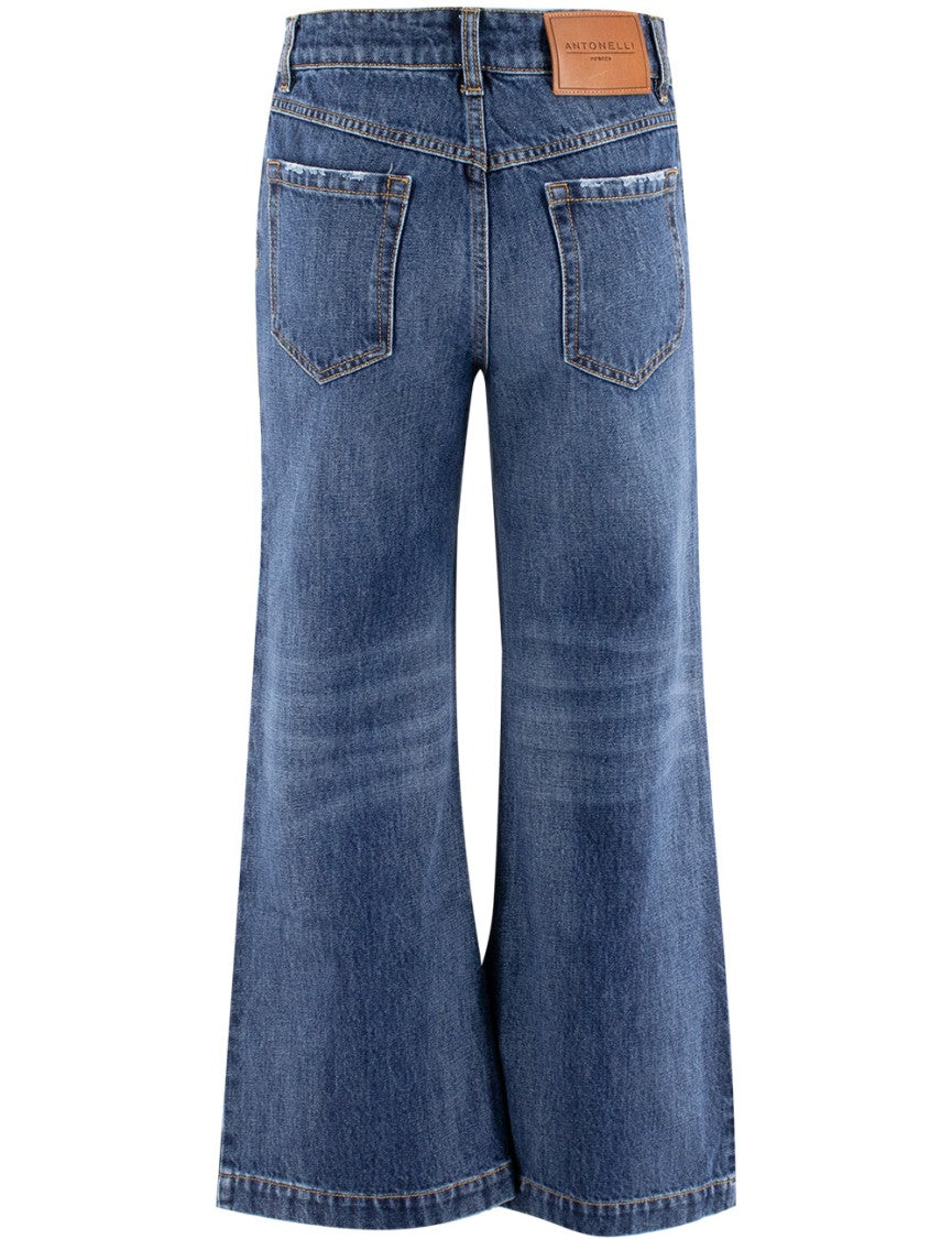 Antonelli Wide-Leg Blue Jeans With Subtle Fade