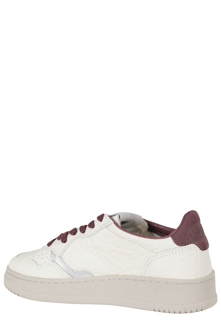 Autry Cream Burgundy Silver Medalist Low Suede Leather Sneakers