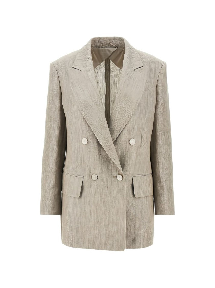 Max Mara Double-Breasted Linen Jacket With Structured Silhouette