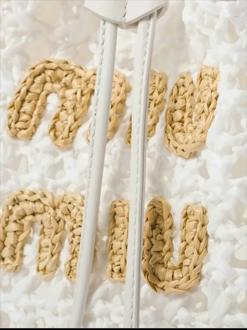 Miu Miu Structured White Crochet Tote Bag