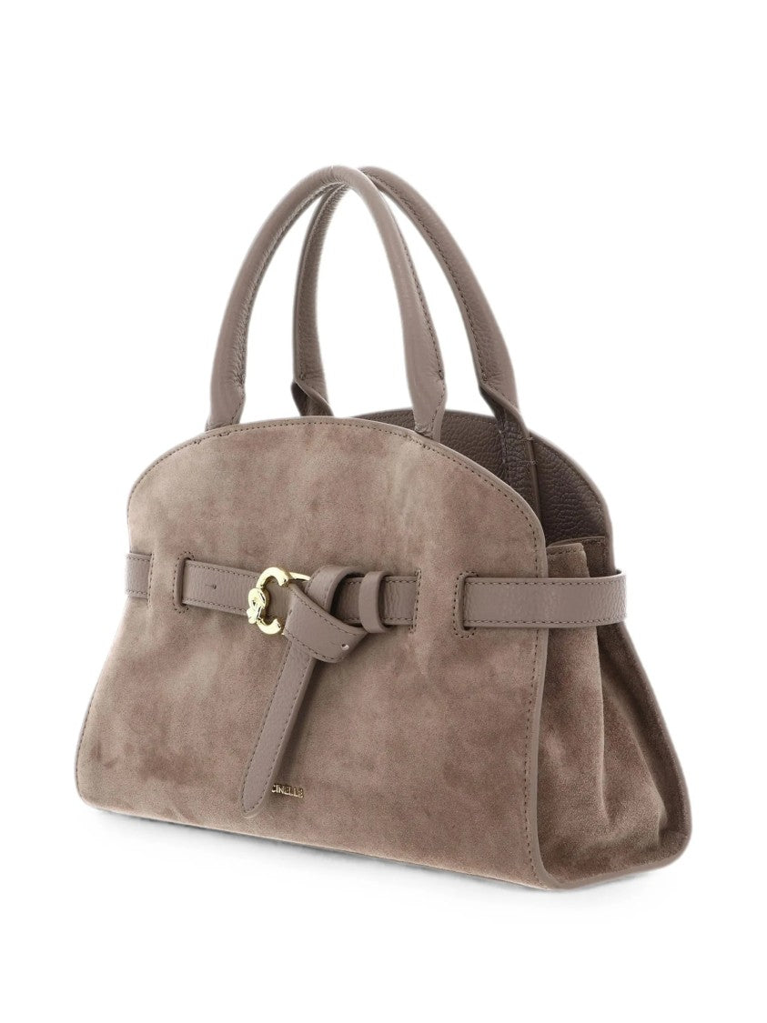 Coccinelle Structured Brown Suede And Leather Shoulder Bag