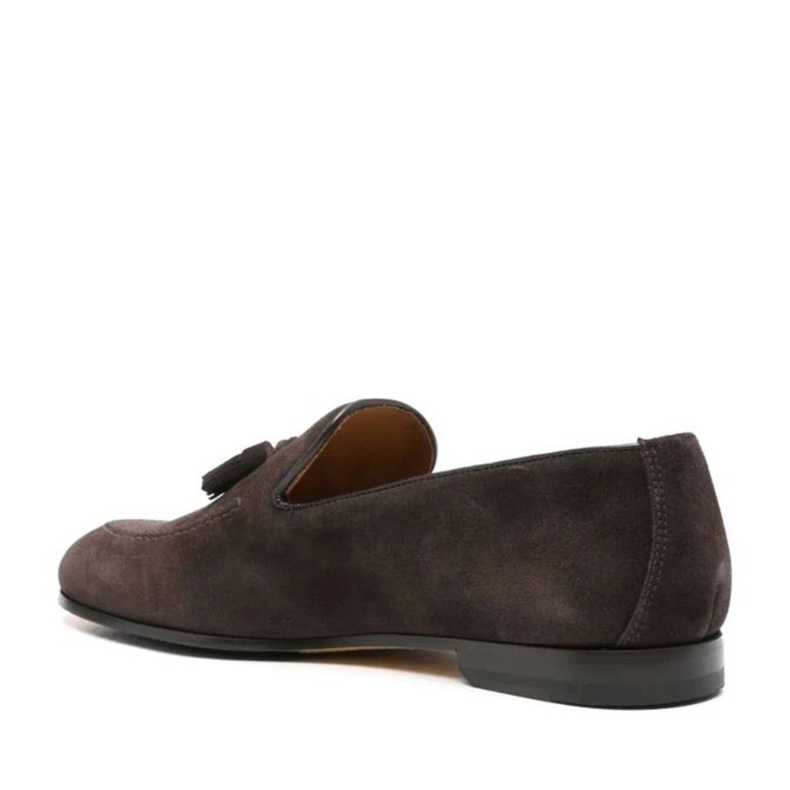 Doucal's Brown Soft Suede Finish Tassel Leather Loafers