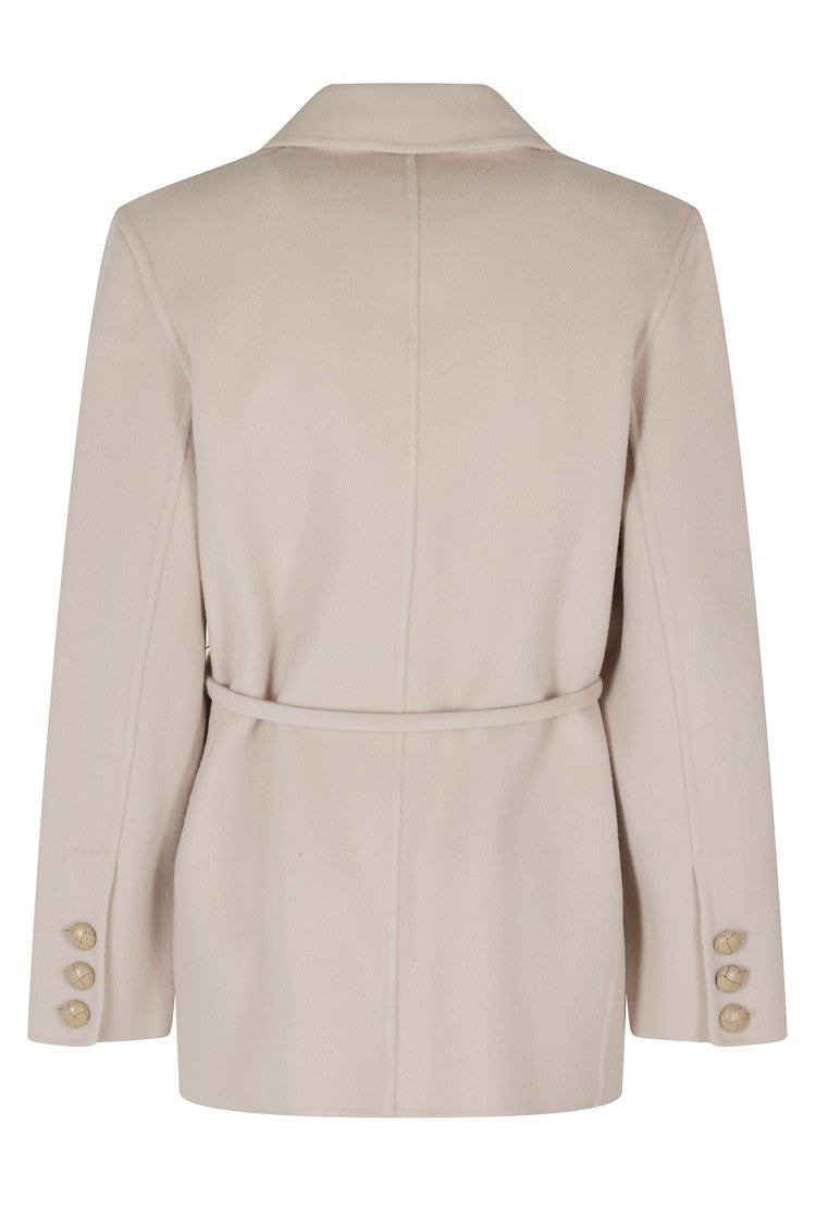 Semi Couture Beige Corine Belted Tailored Virgin Wool Coat