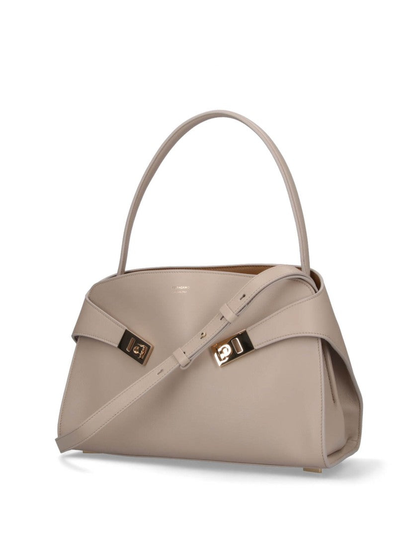 Ferragamo Cream Hug Soft Leather Shoulder Bag