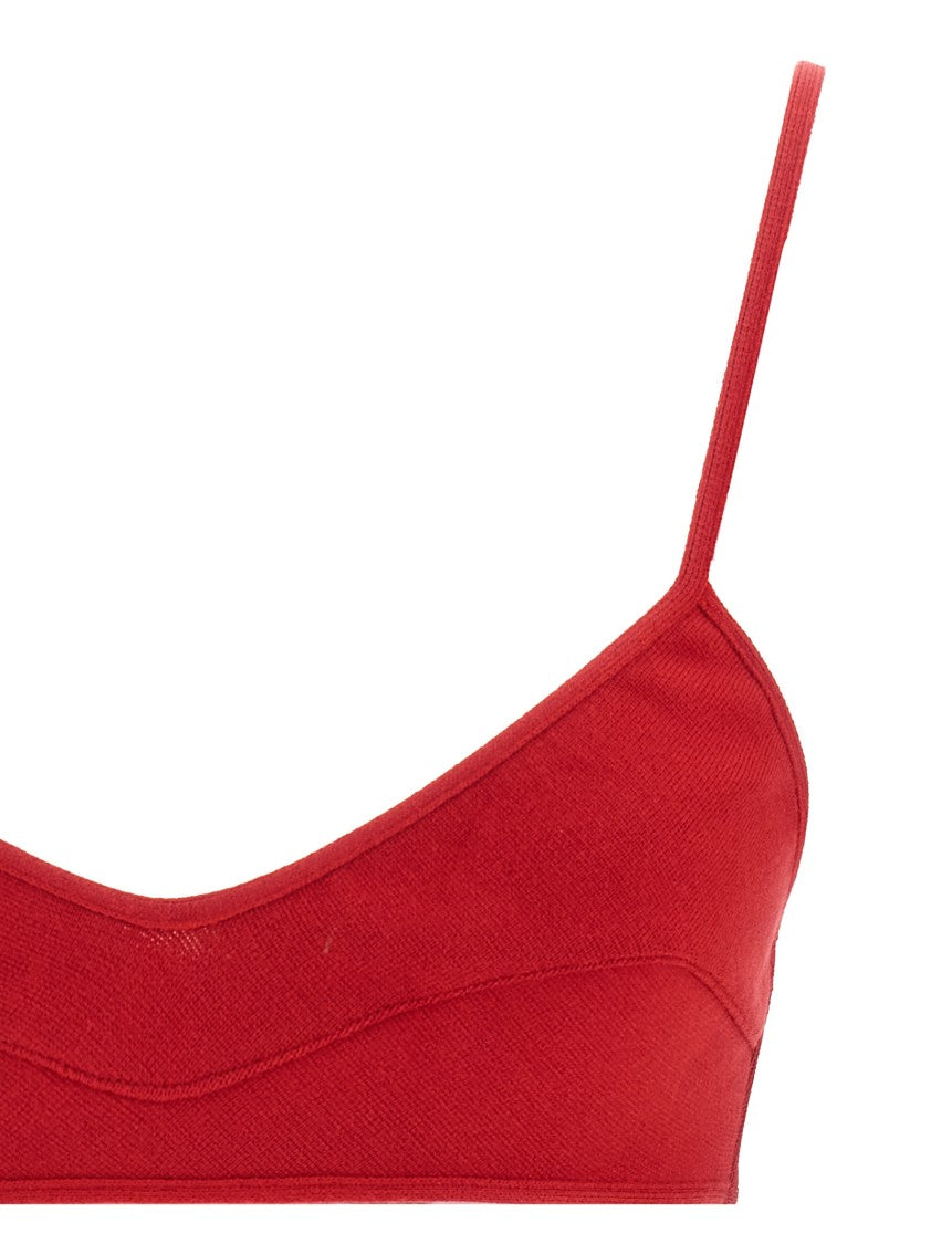 Giambattista Valli Red Viscose Knit Bra With Sweetheart Neckline