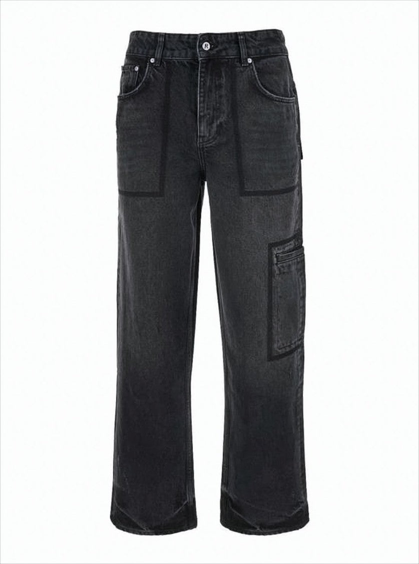 Represent Relaxed Wide-Leg Black Denim Pants