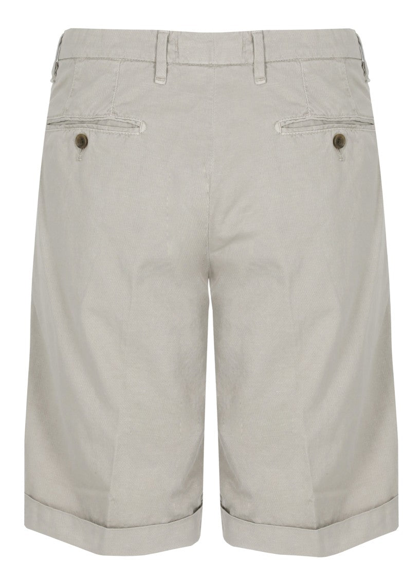 Myths Beige Cotton-Linen Blend Bermuda Shorts