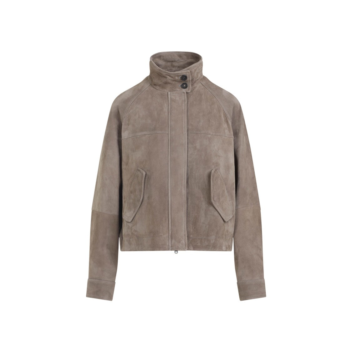 Brunello Cucinelli Suede Jacket With High Collar